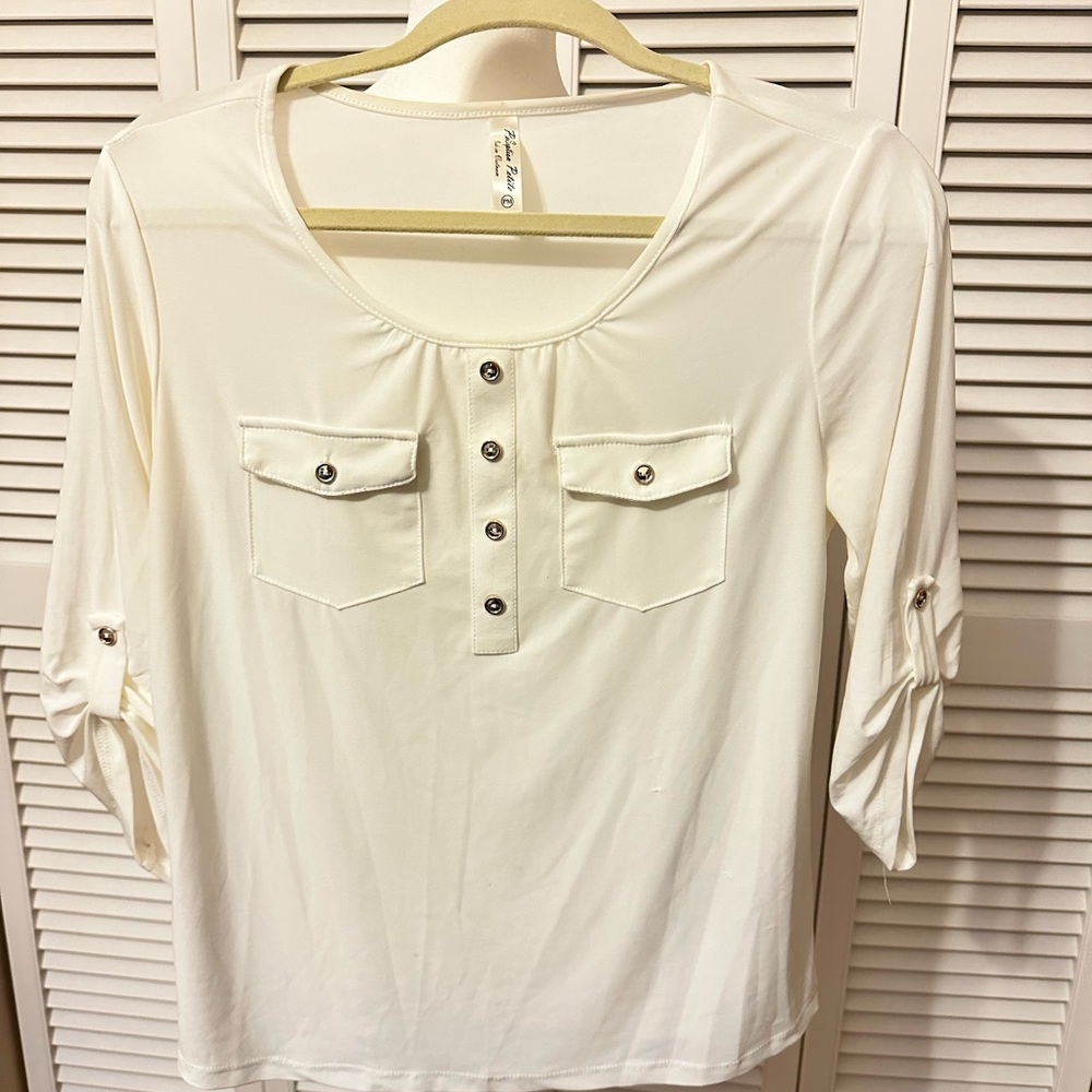Perseption Cream Button-Down Blouse